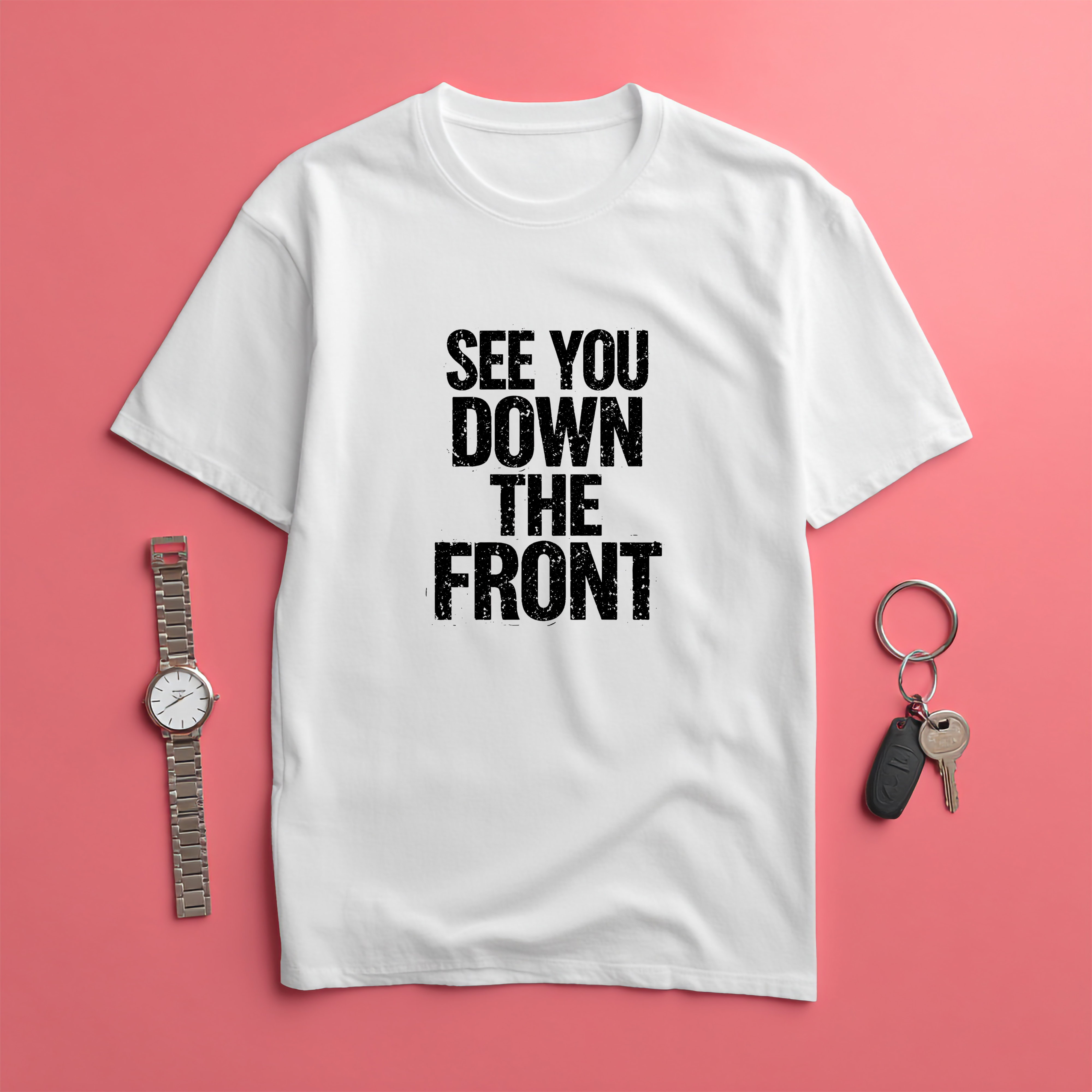 White Short Sleeve Tee - See You Down The Front