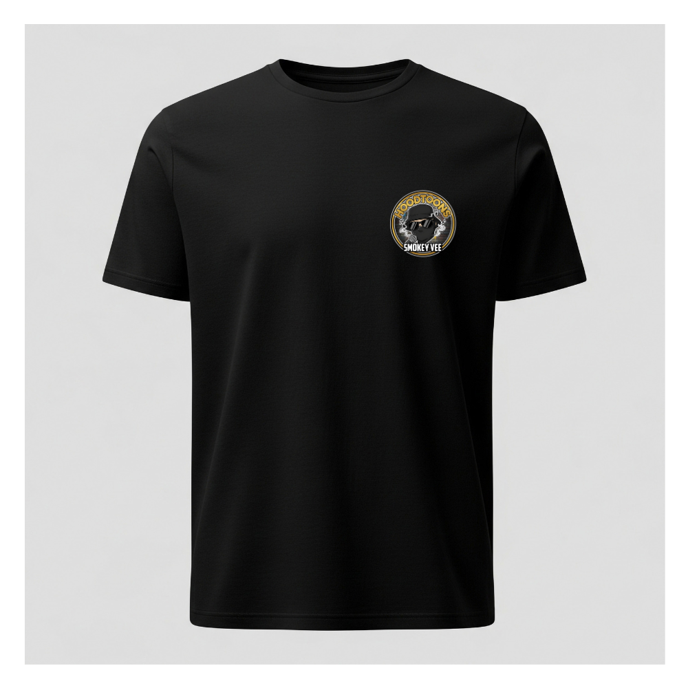 Adults Premium Hoodtoons Black Tee – Breast Logo